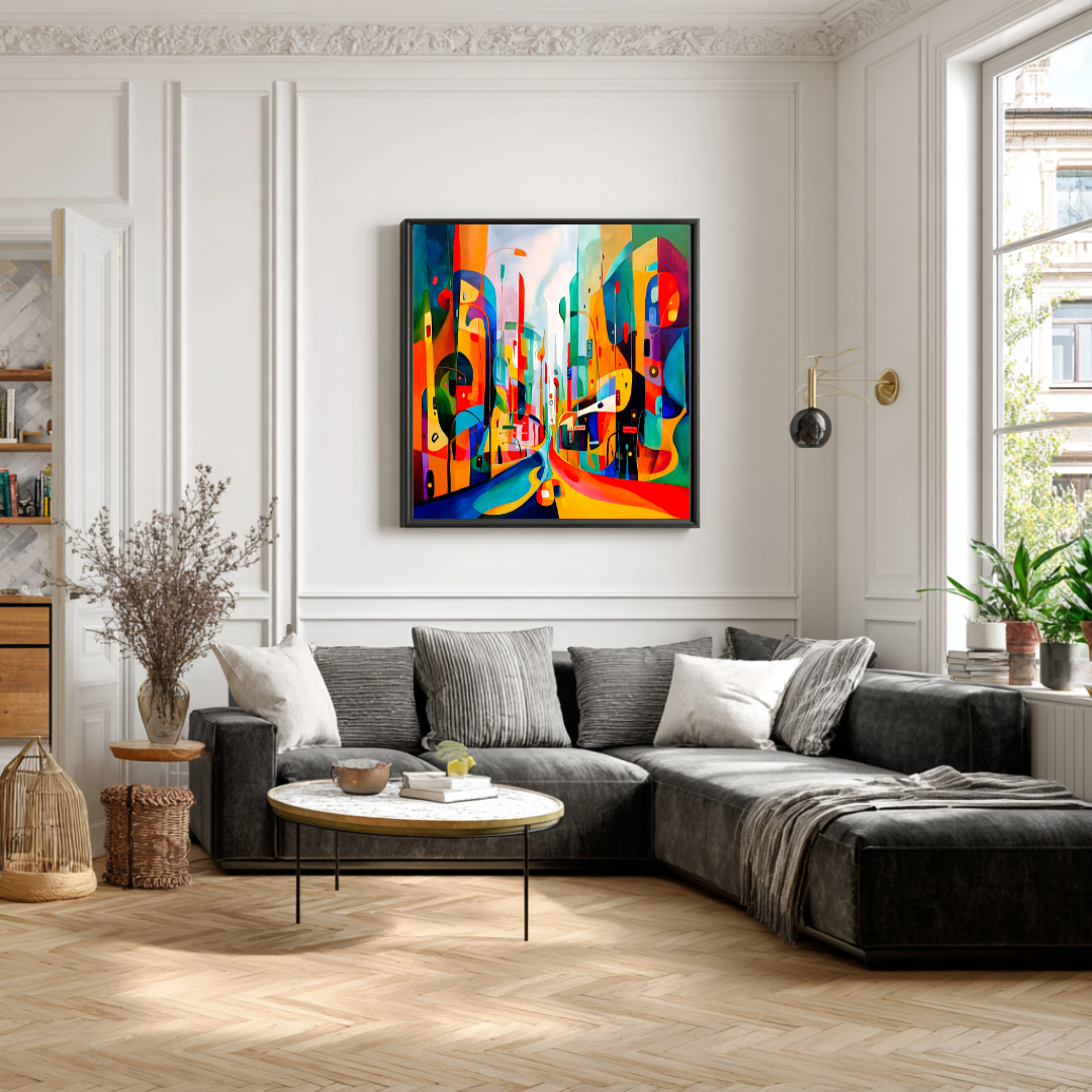 Streets of Color - Digital Art Canvas Print - 120x120cm