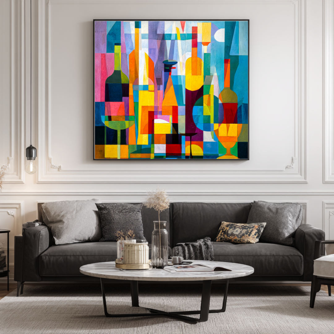 Wine Rack - Digital Art Canvas Print - 120x120cm