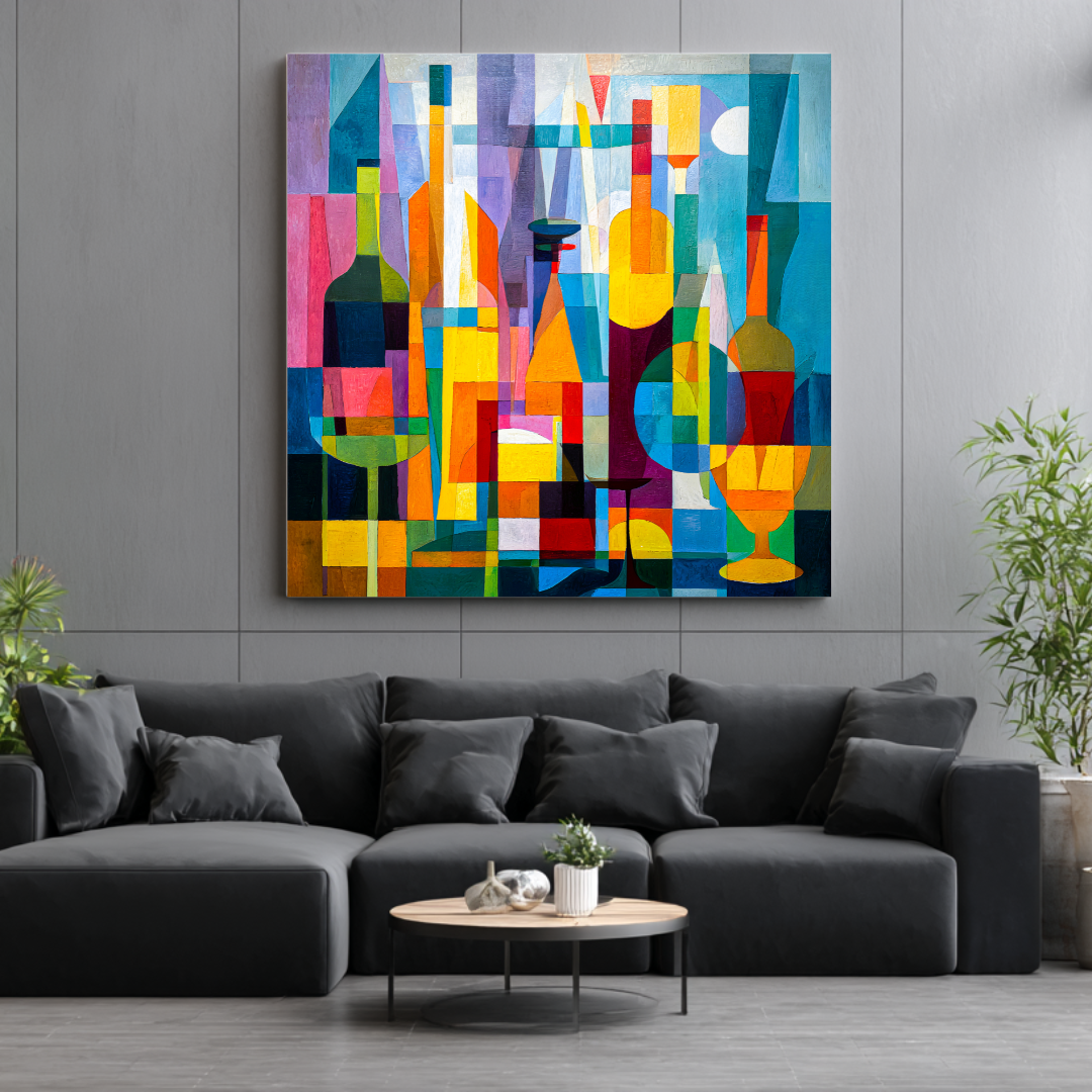 Wine Rack - Digital Art Canvas Print - 120x120cm