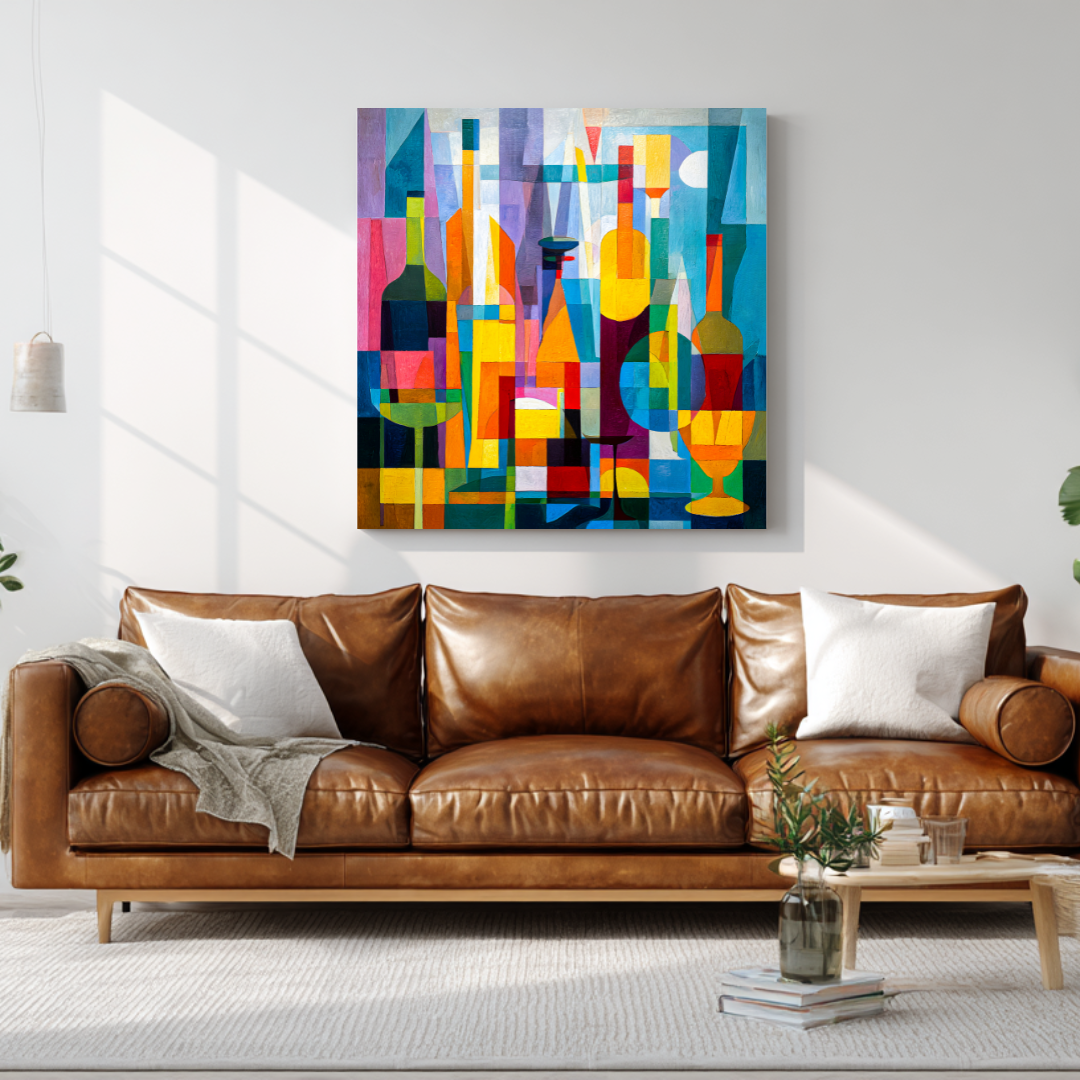 Wine Rack - Digital Art Canvas Print - 120x120cm