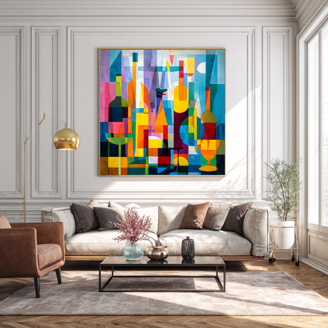 Wine Rack - Digital Art Canvas Print - 120x120cm