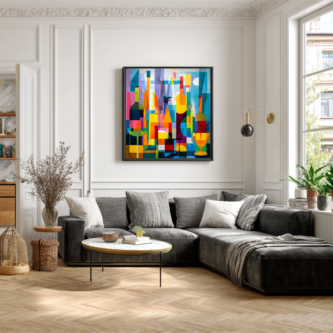 Wine Rack - Digital Art Canvas Print - 120x120cm