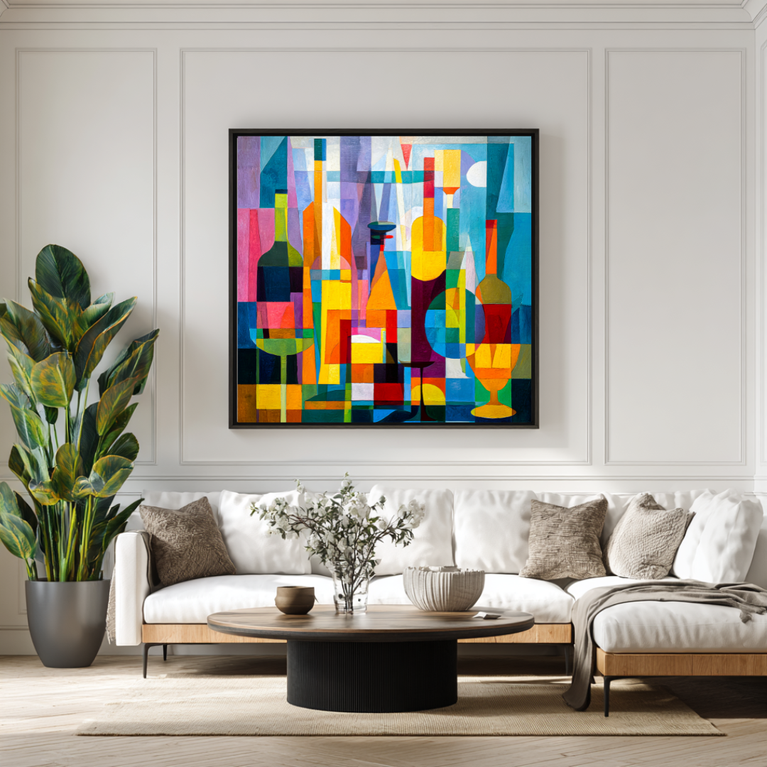 Wine Rack - Digital Art Canvas Print - 120x120cm