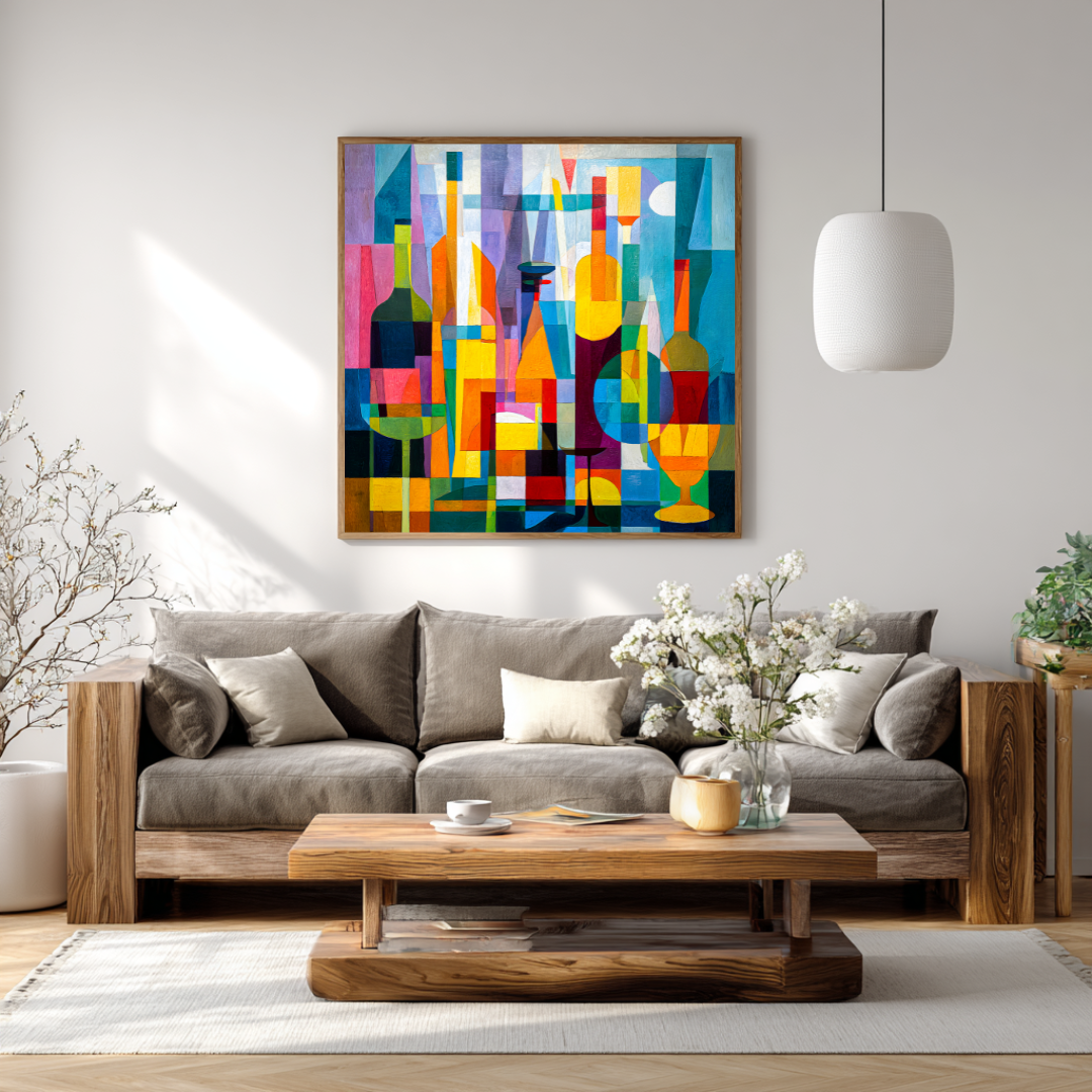 Wine Rack - Digital Art Canvas Print - 120x120cm