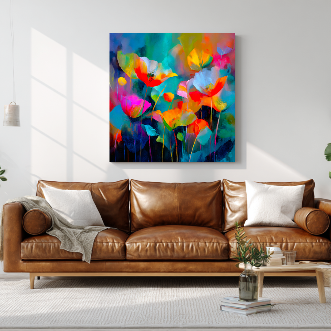 Flora - Digital Art Canvas Print - 120x120cm