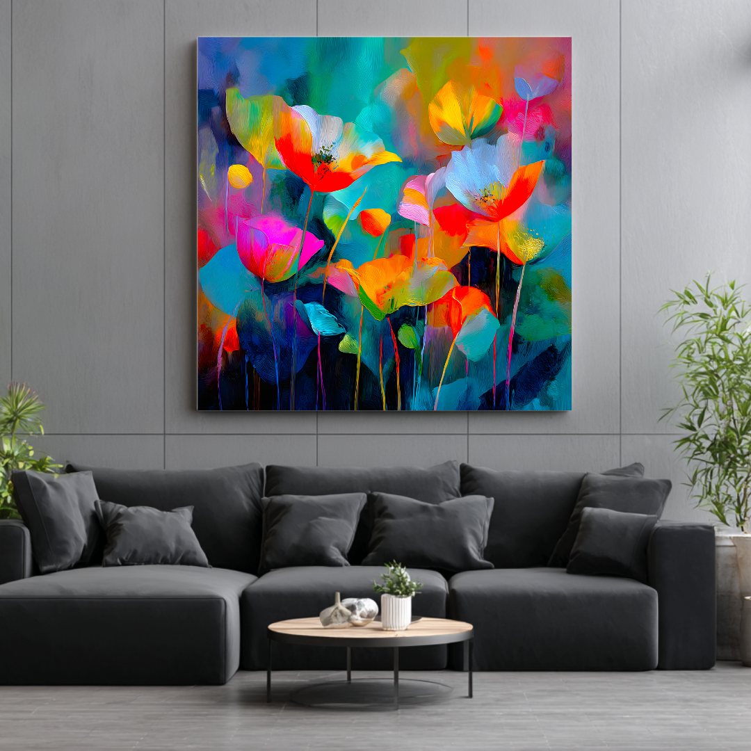 Flora - Digital Art Canvas Print - 120x120cm