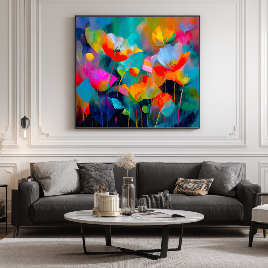 Flora - Digital Art Canvas Print - 120x120cm