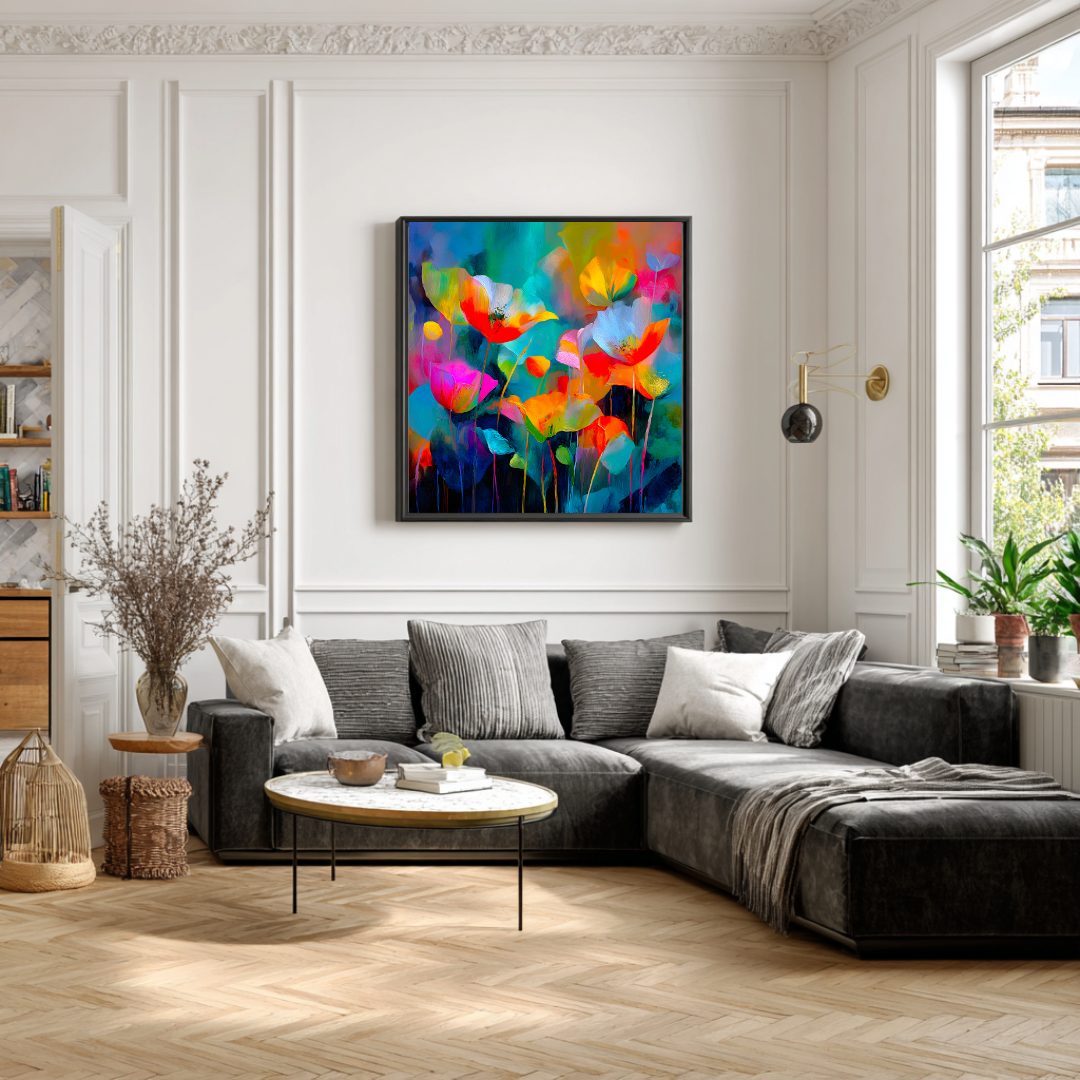 Flora - Digital Art Canvas Print - 120x120cm