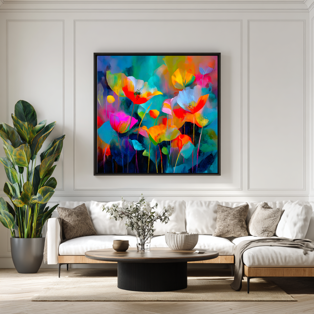 Flora - Digital Art Canvas Print - 120x120cm