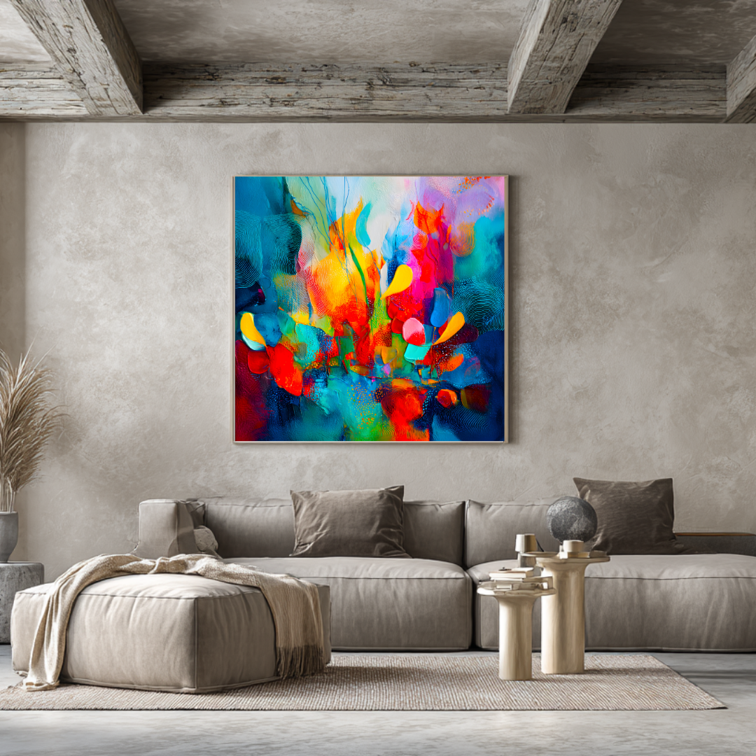 Floral - Digital Art Canvas Print - 120x120cm