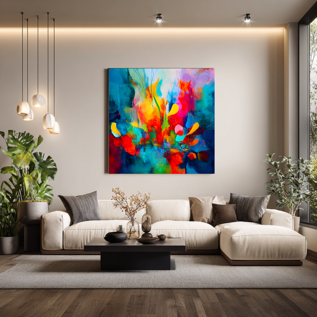 Floral - Digital Art Canvas Print - 120x120cm