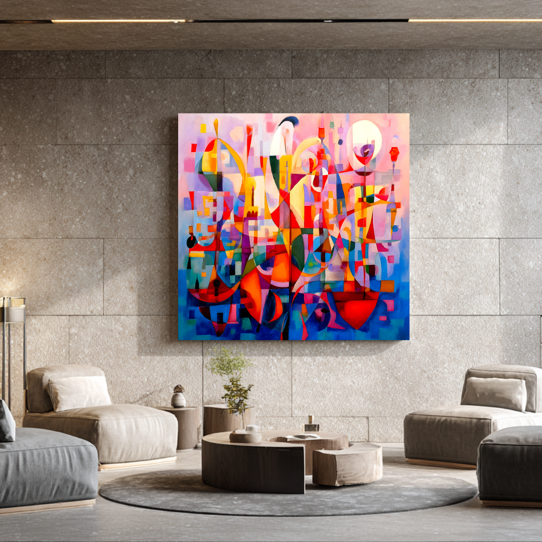 Dancers - Digital Art Canvas Print - 120x120cm