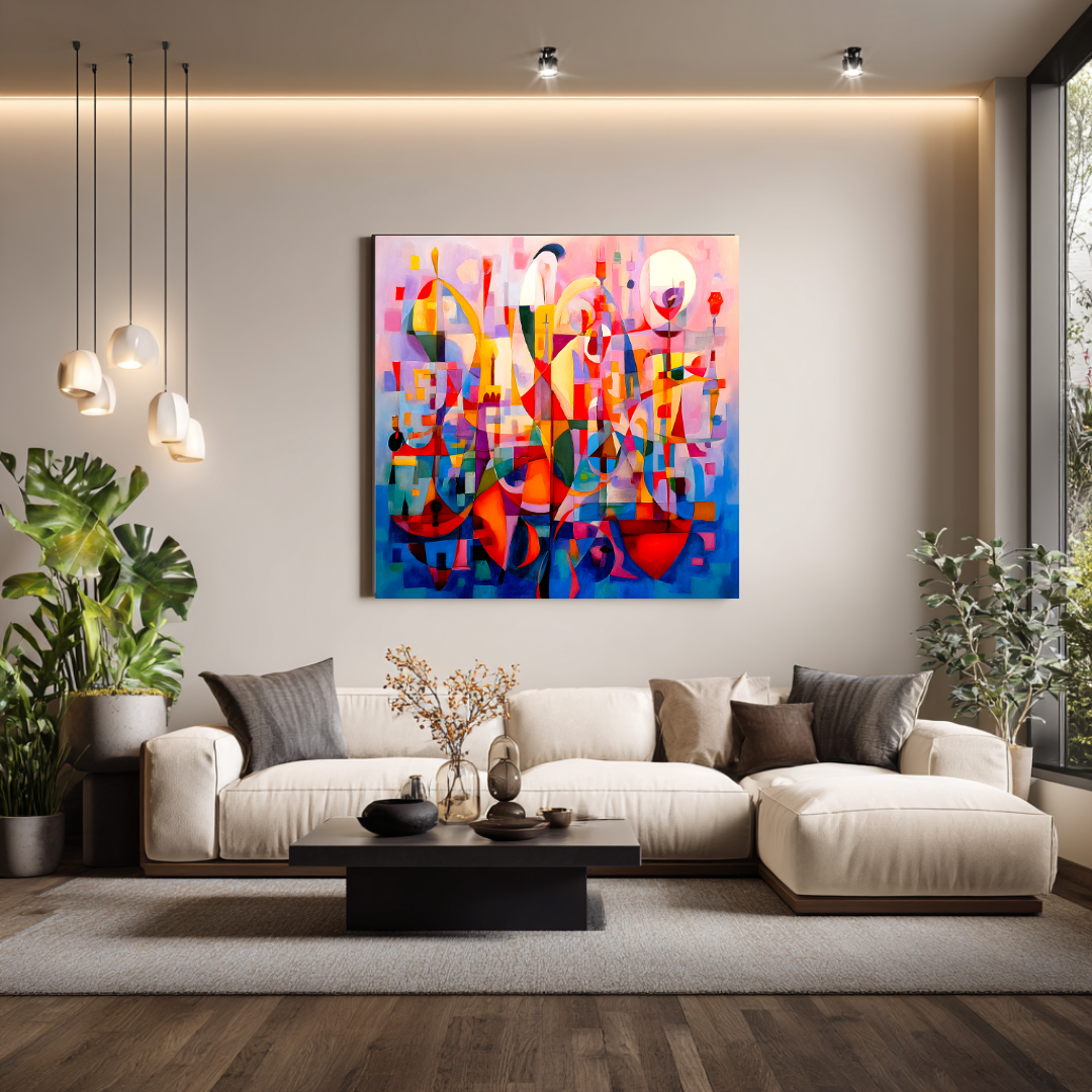 Dancers - Digital Art Canvas Print - 120x120cm