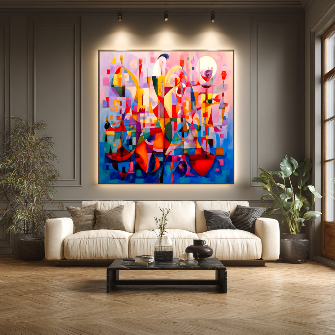 Dancers - Digital Art Canvas Print - 120x120cm
