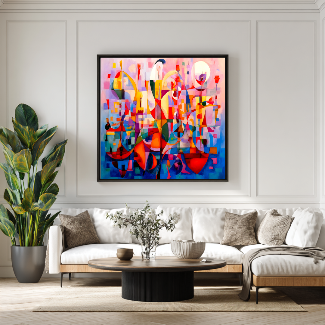 Dancers - Digital Art Canvas Print - 120x120cm