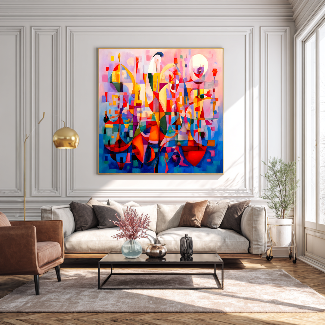 Dancers - Digital Art Canvas Print - 120x120cm