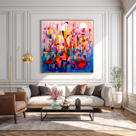 Dancers - Digital Art Canvas Print - 120x120cm