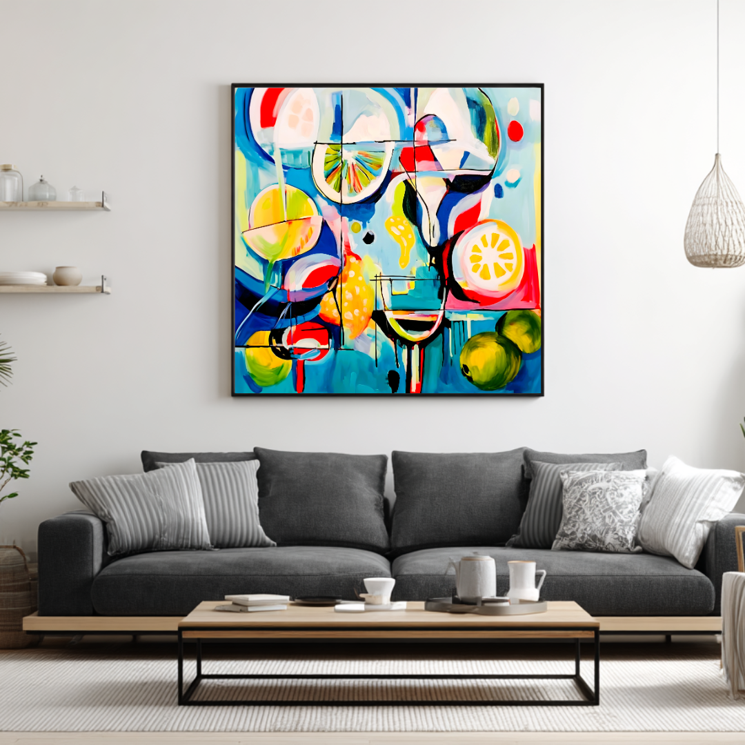 Cocktails - Digital Art Canvas Print - 120x120cm