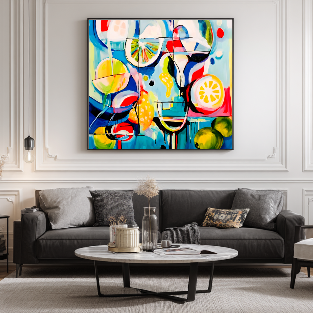 Cocktails - Digital Art Canvas Print - 120x120cm