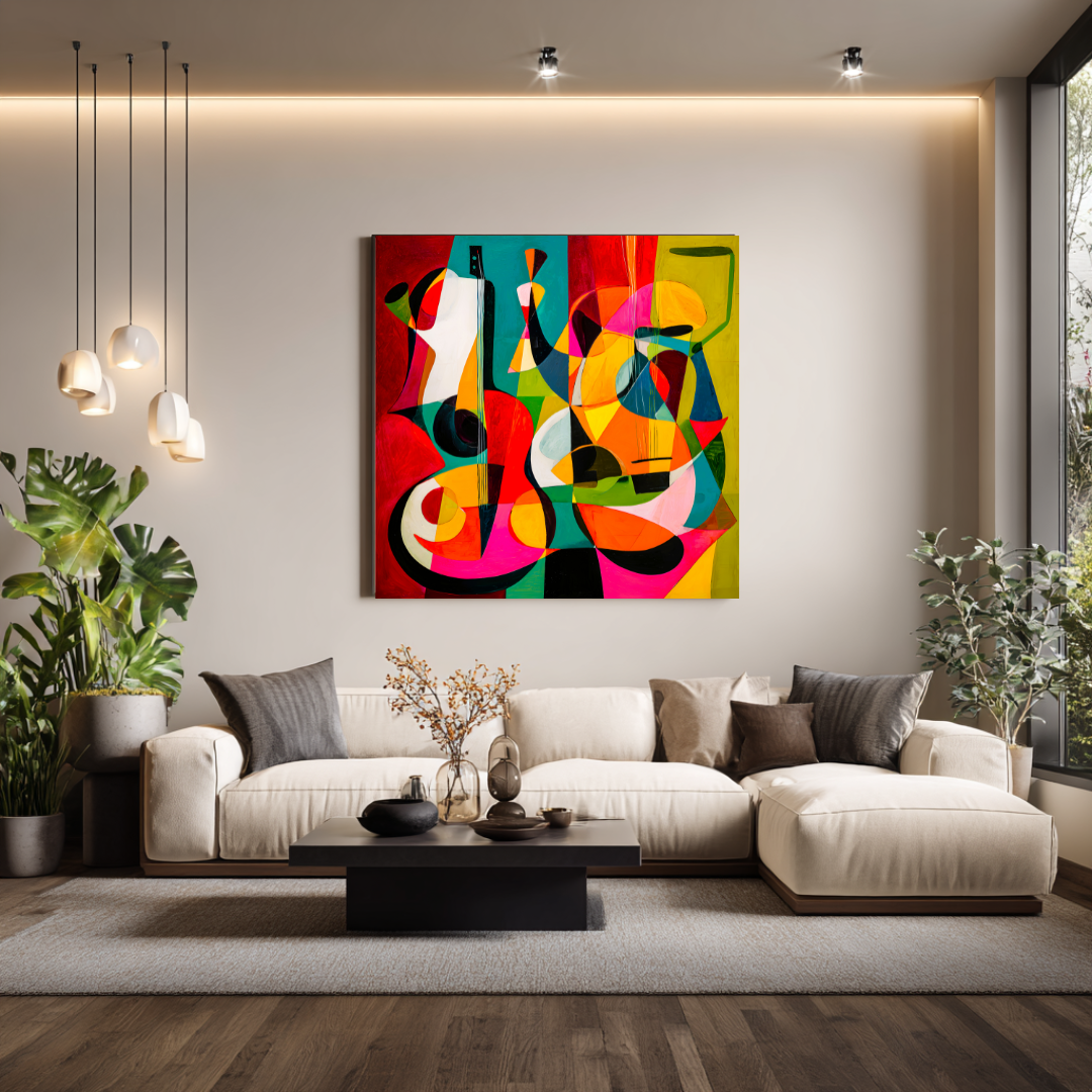 Violin - Digital Art Canvas Print - 120x120cm