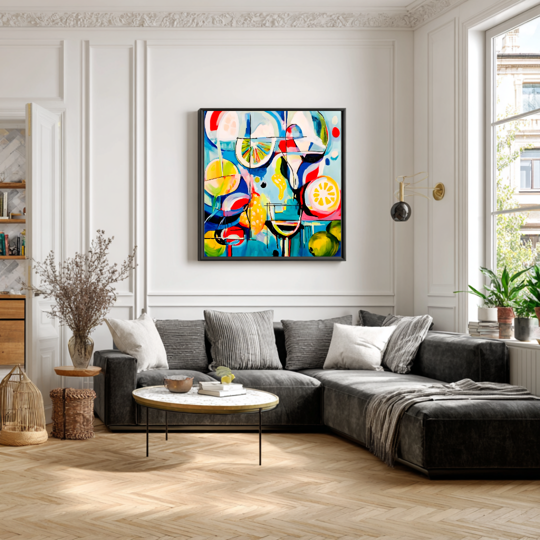 Cocktails - Digital Art Canvas Print - 120x120cm