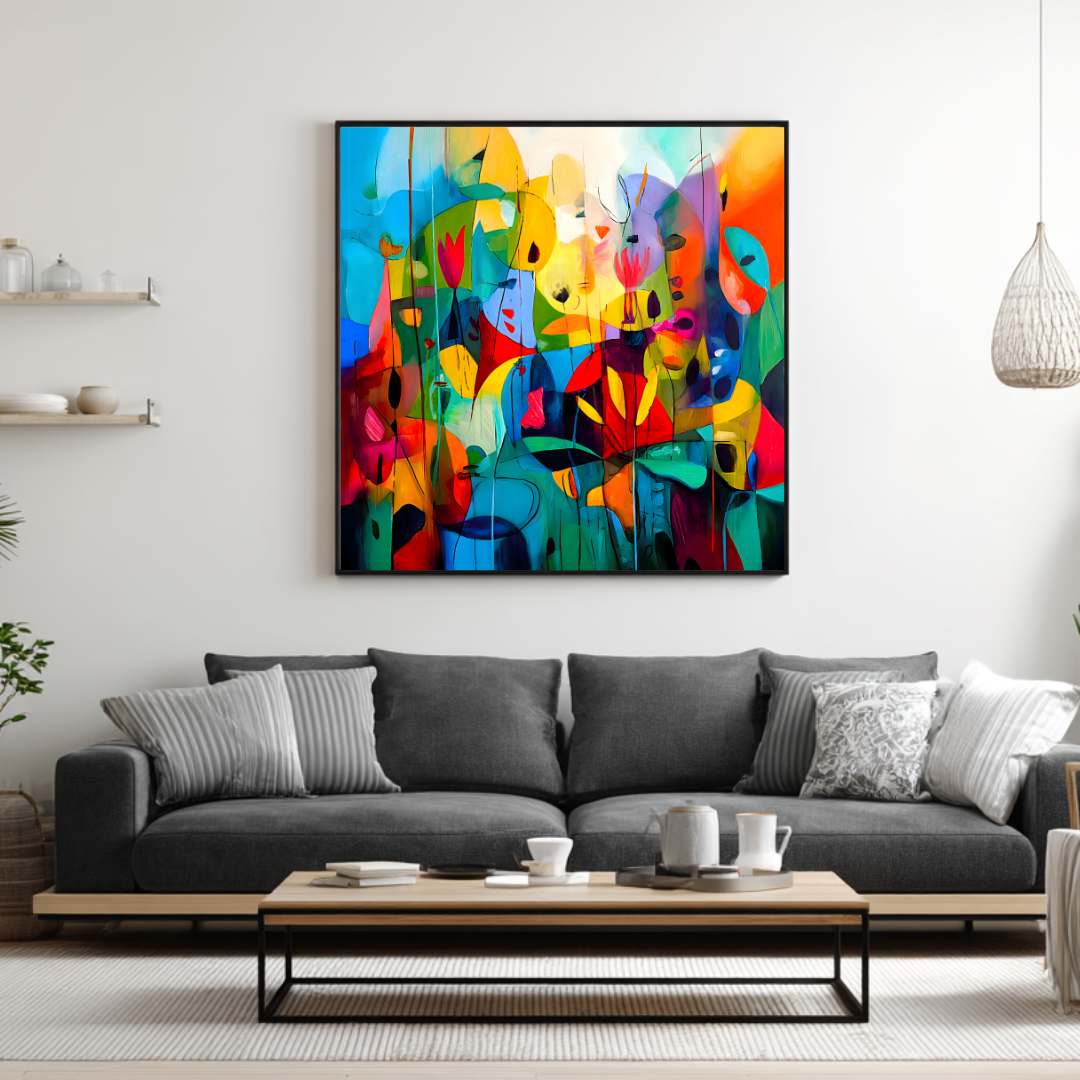 Flowers - Digital Art Canvas Print - 120x120cm