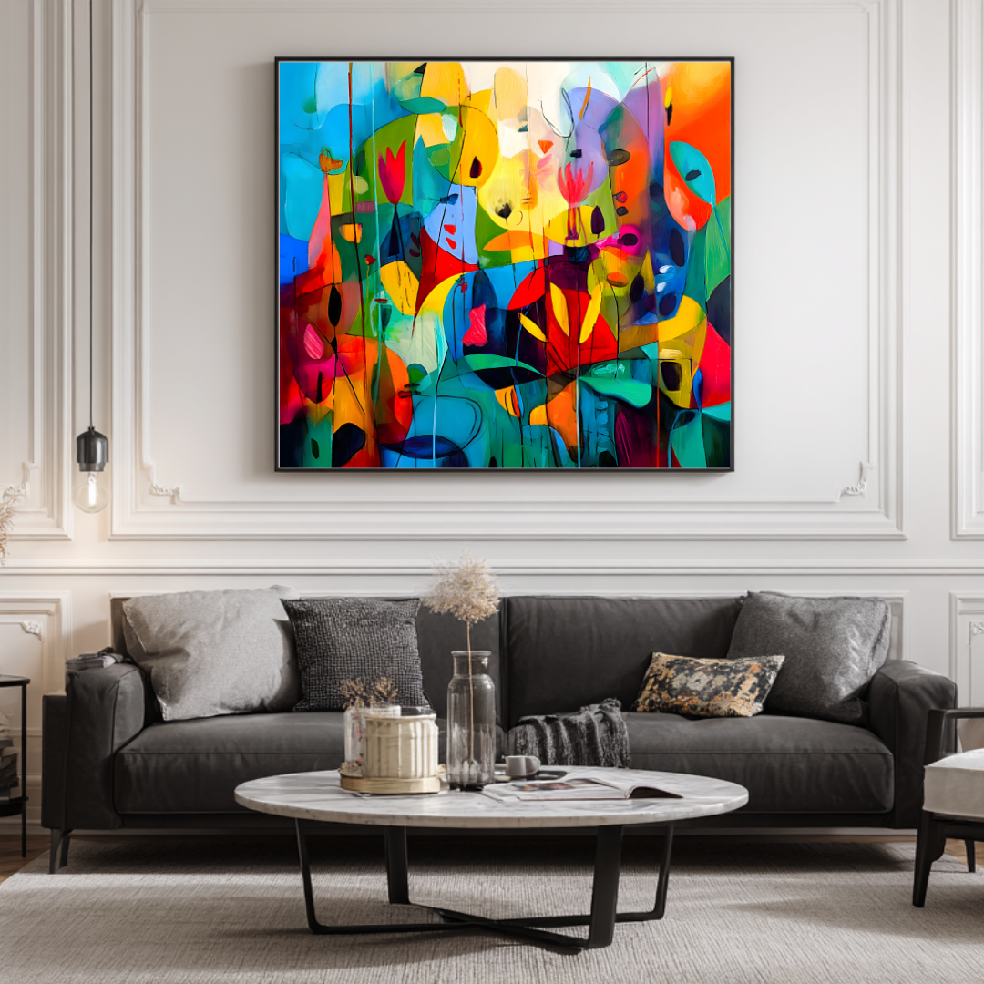 Flowers - Digital Art Canvas Print - 120x120cm