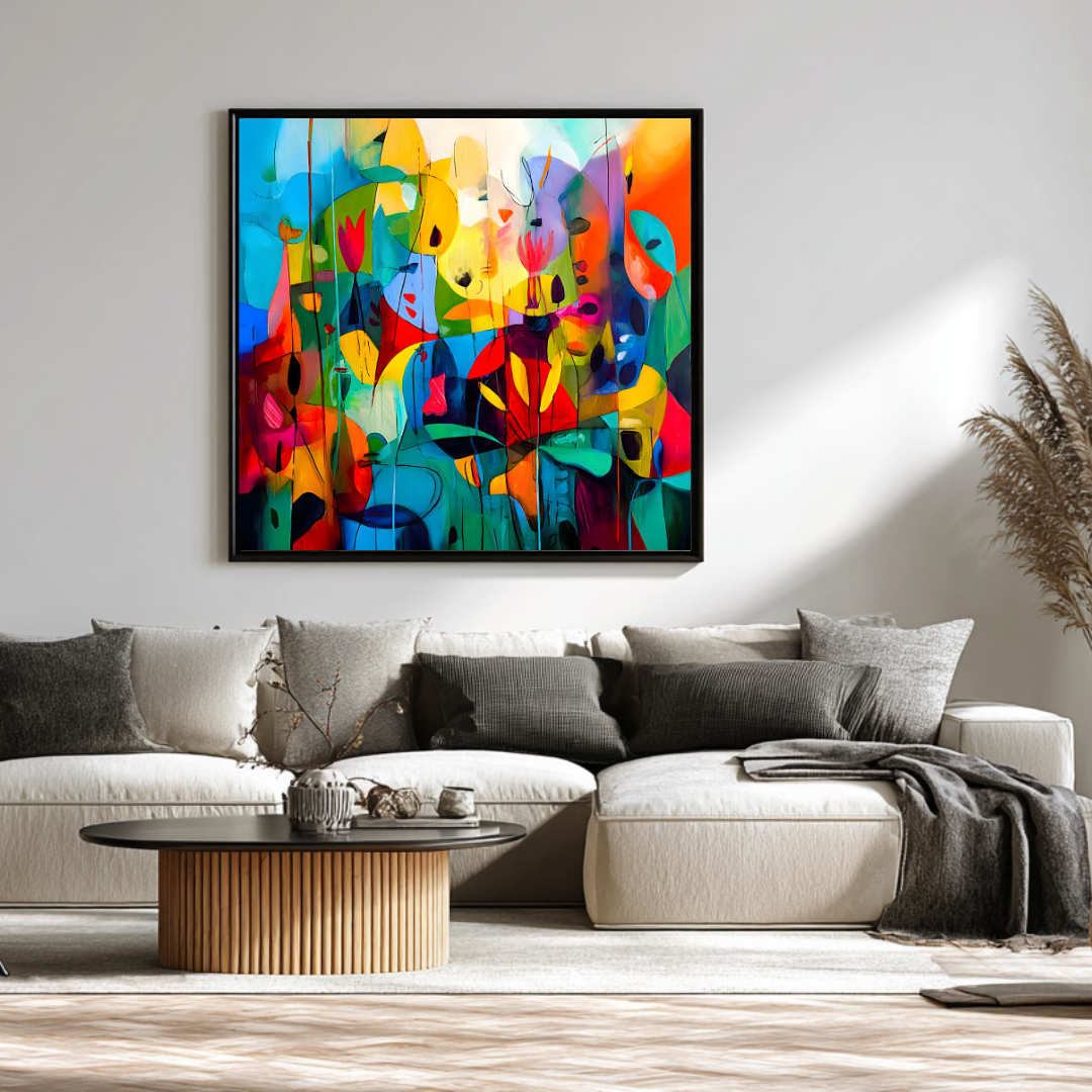 Flowers - Digital Art Canvas Print - 120x120cm
