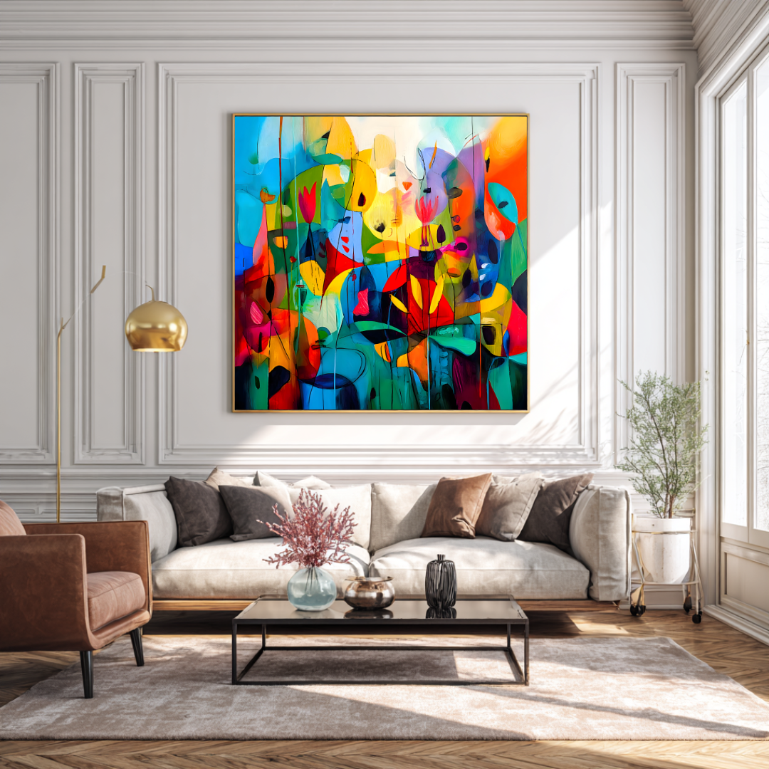 Flowers - Digital Art Canvas Print - 120x120cm