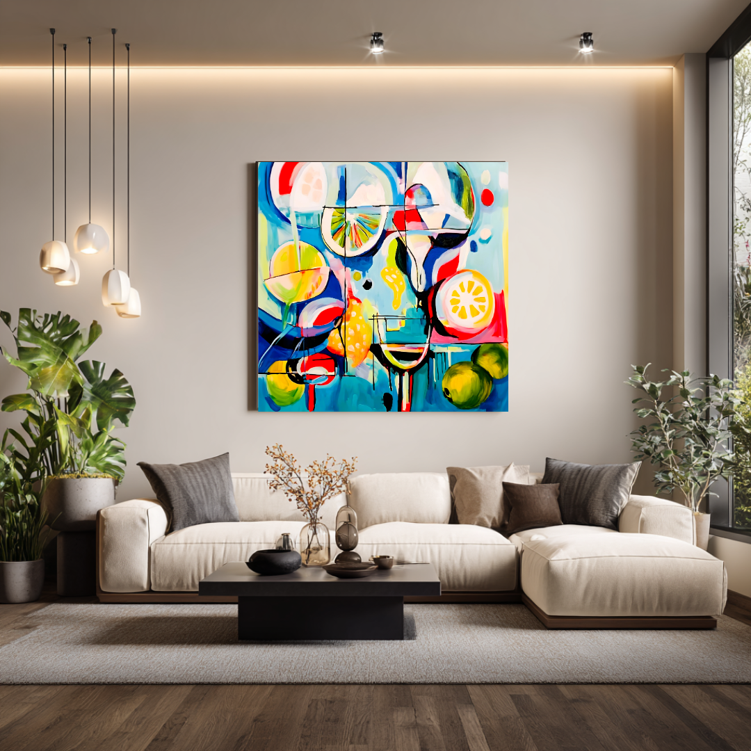 Cocktails - Digital Art Canvas Print - 120x120cm