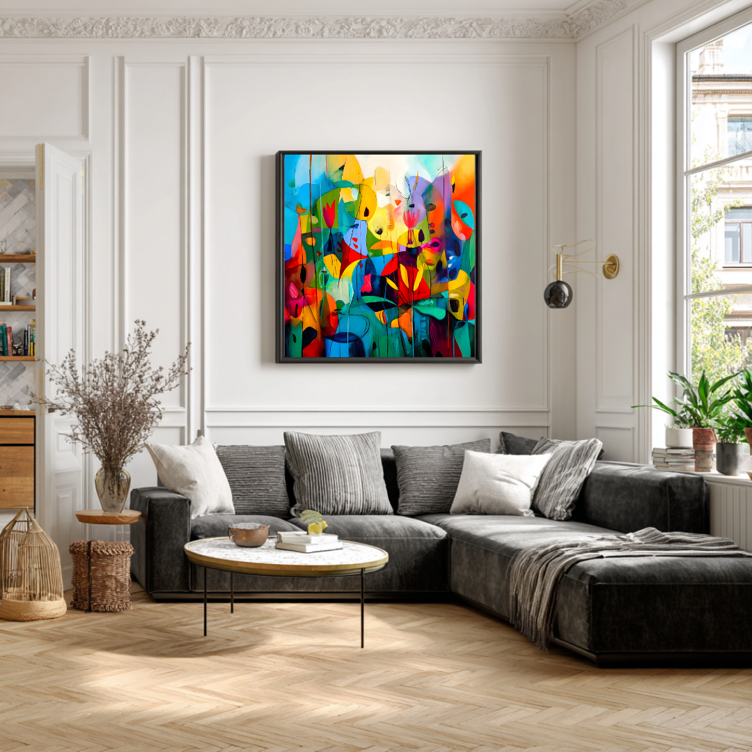 Flowers - Digital Art Canvas Print - 120x120cm
