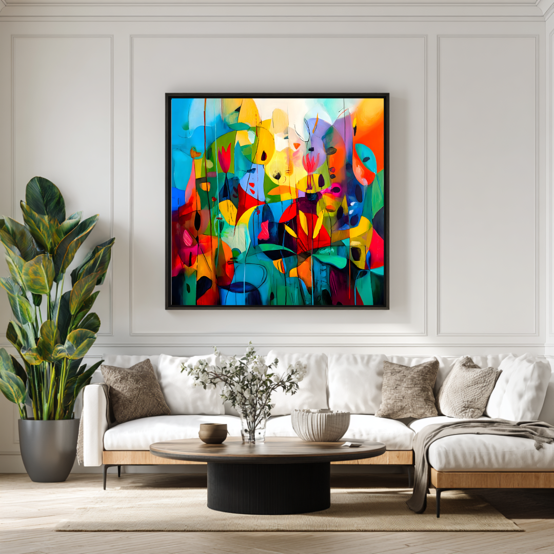Flowers - Digital Art Canvas Print - 120x120cm