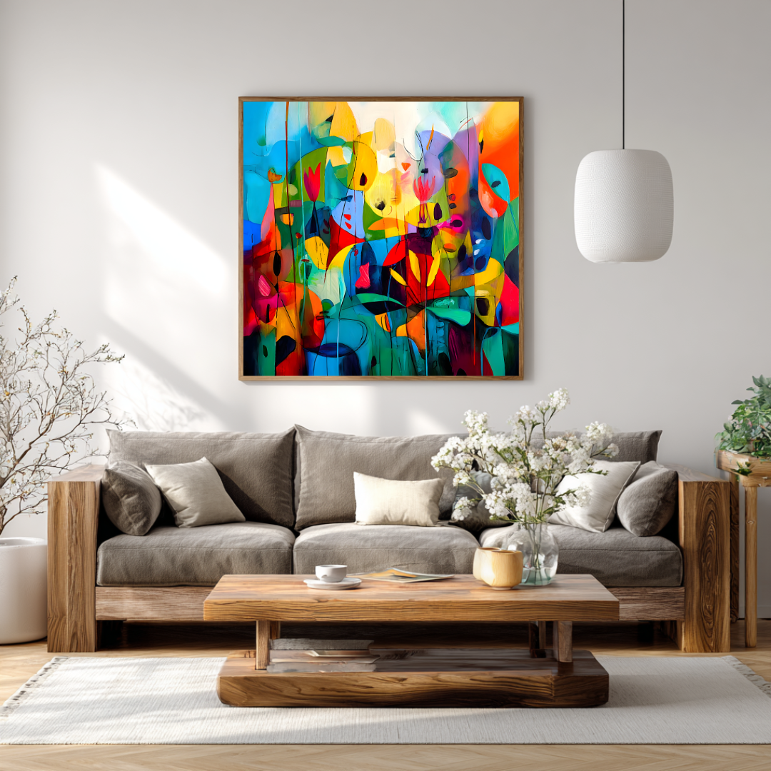 Flowers - Digital Art Canvas Print - 120x120cm