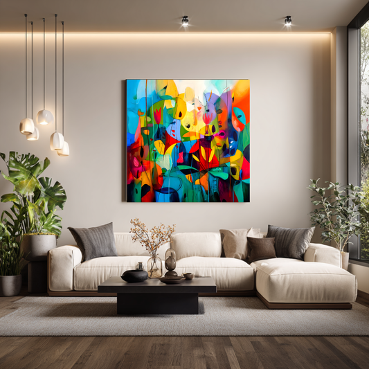 Flowers - Digital Art Canvas Print - 120x120cm