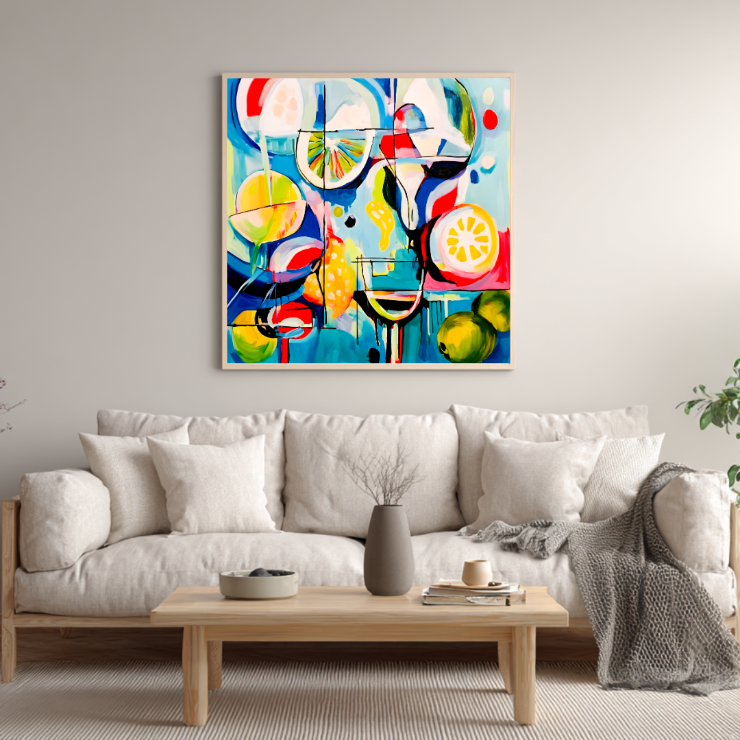 Cocktails - Digital Art Canvas Print - 120x120cm