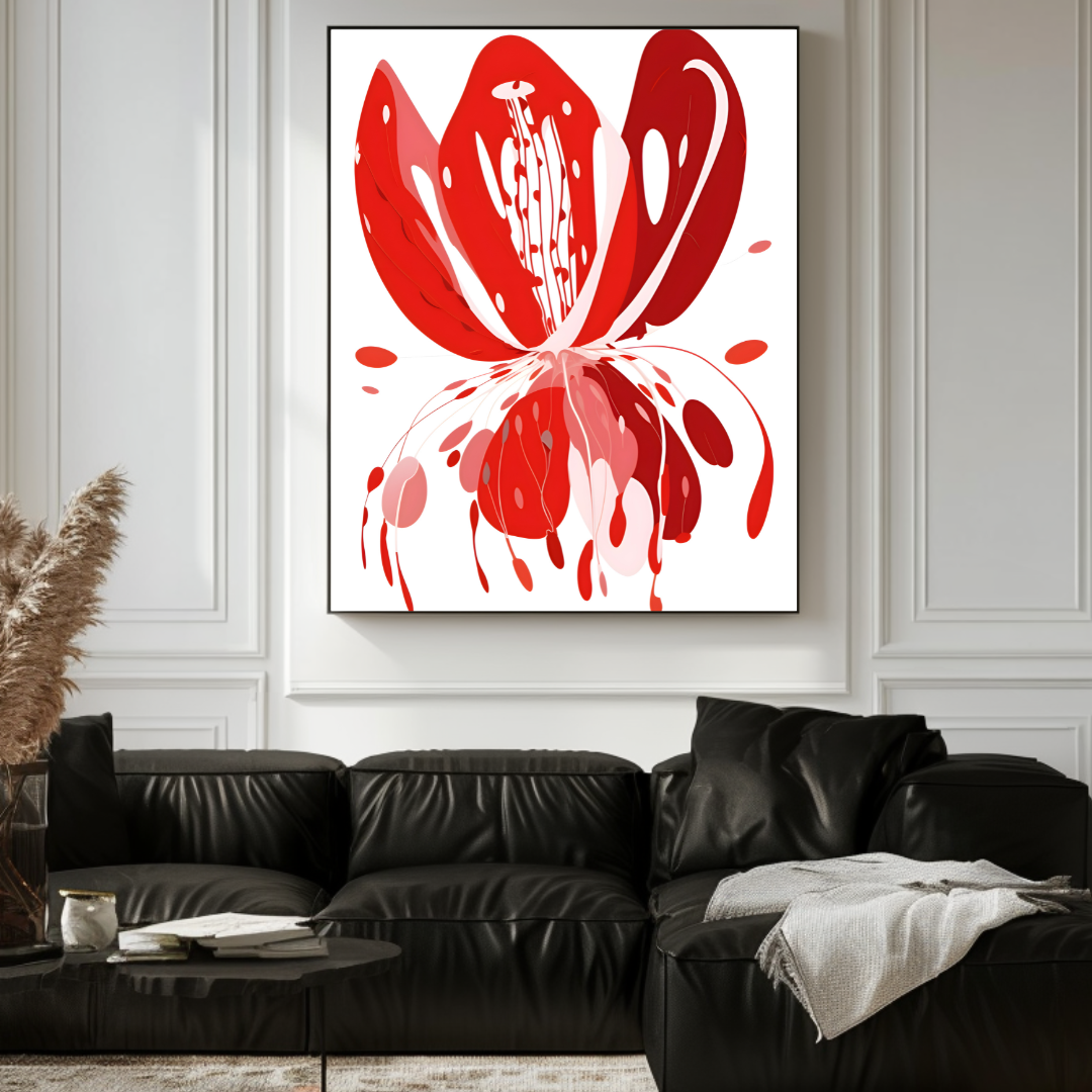 Abstract tulip canvas art print in vibrant colors, 90x120cm, by My Store, perfect for bedroom decor.