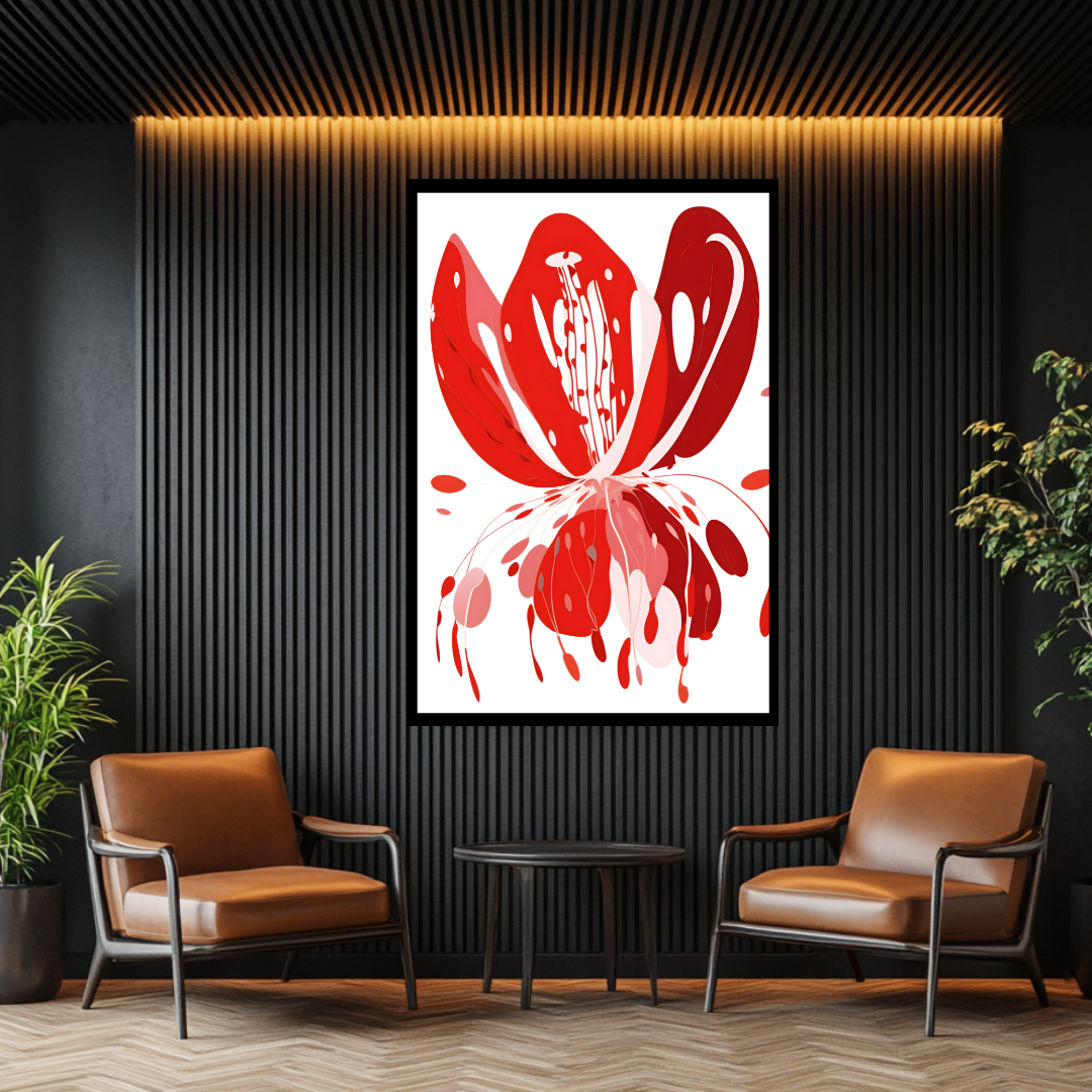 Abstract tulip canvas art print in vibrant colors, 90x120cm, by My Store, perfect for bedroom decor.
