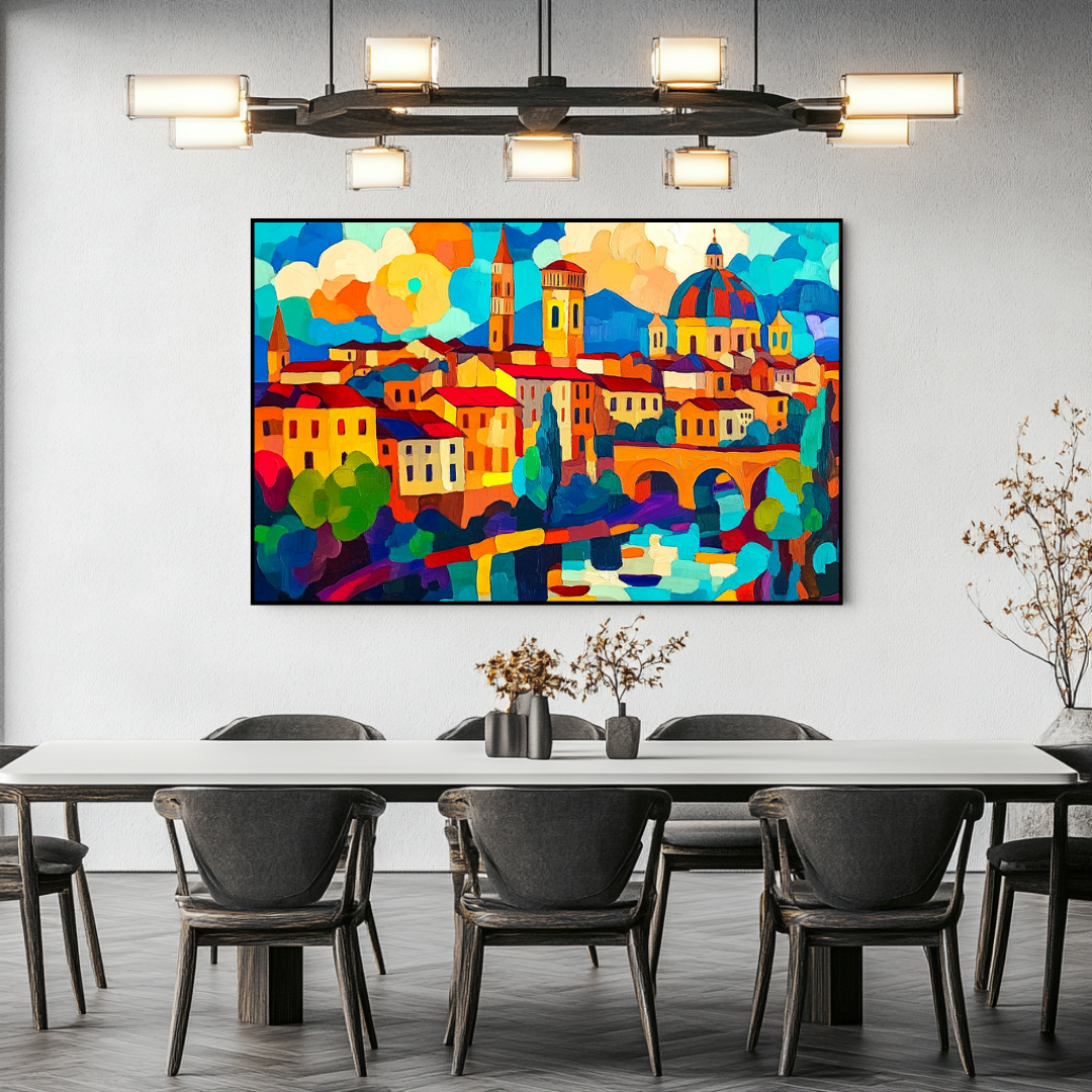 Budapest #2 Digital Canvas Print - Abstract Cityscape Wall Art 130x93cm
