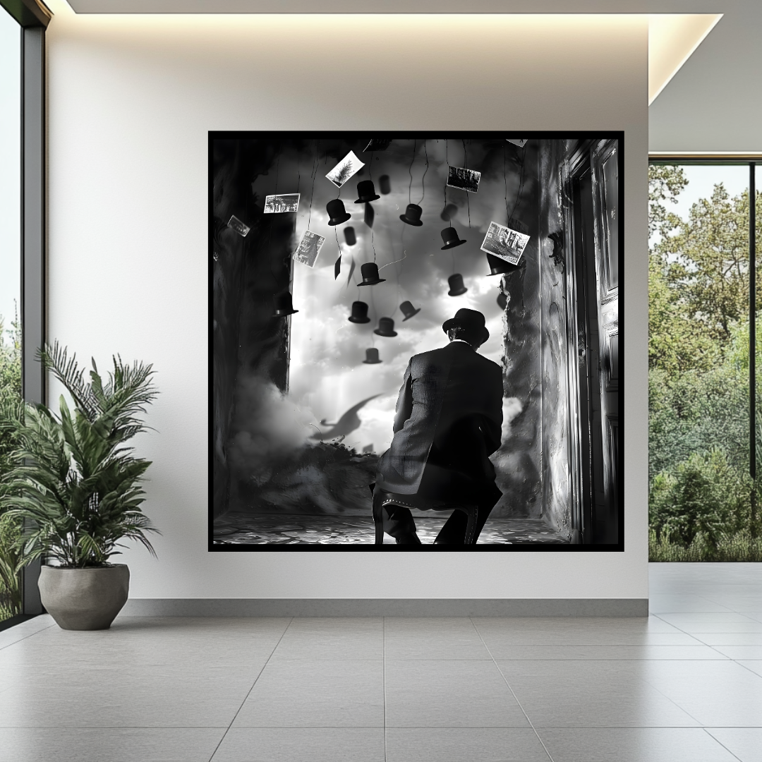 Abstract Barcelona digital art print on canvas, 100x100cm, featuring vibrant colors and modern design by My Store.