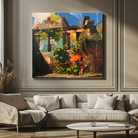 The Red Umbrella, 120 cm x 120 cm (47.2" x 47.2")