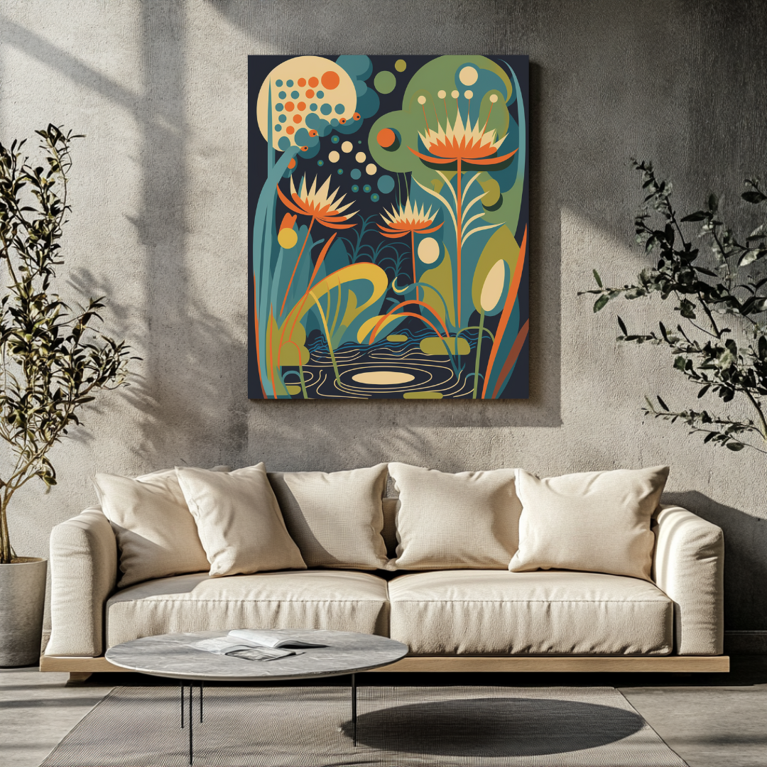 Colorful lunar garden print, 120 cm x 160 cm, by My Store, ideal for gifts and decor.