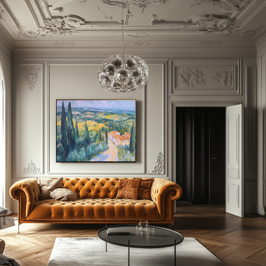 Tuscan Pathway Canvas Wall Art 120x90cm - Italian Landscape Print