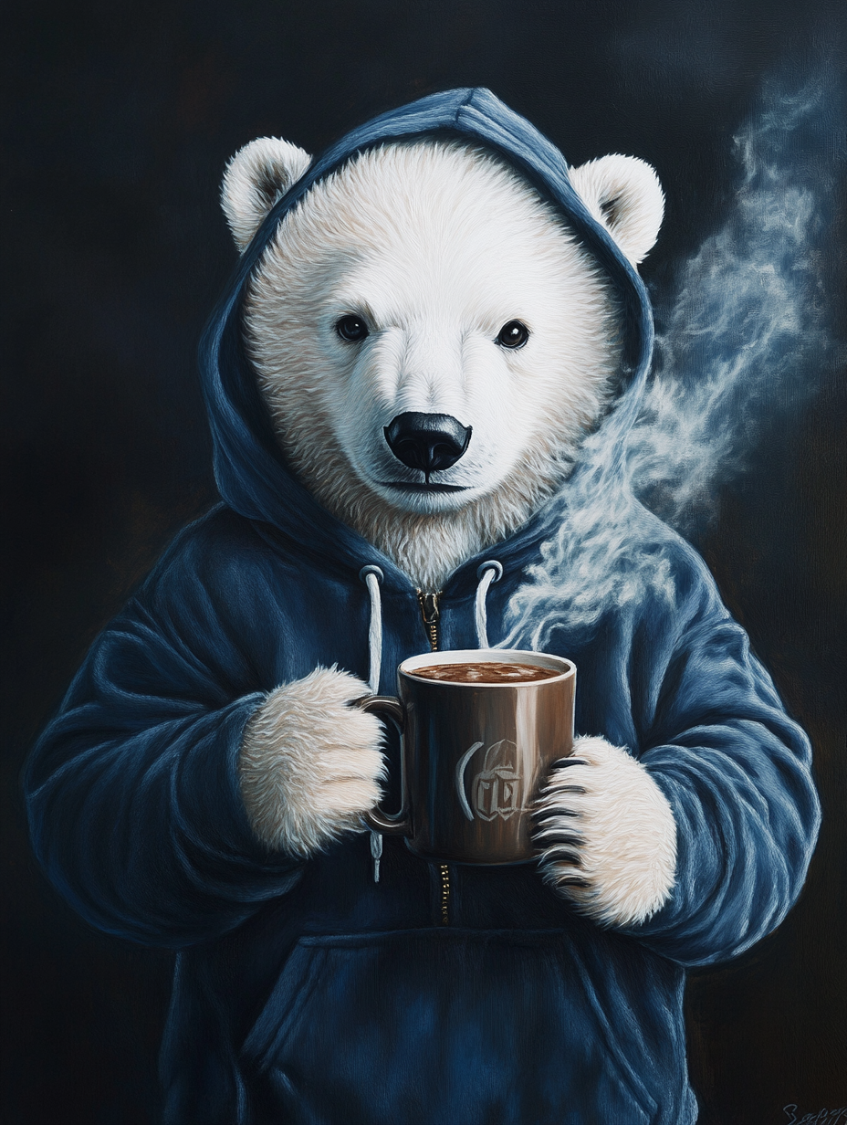 Hot Tea Digital Art Print - Anthropomorphic Animal Canvas Wall Art